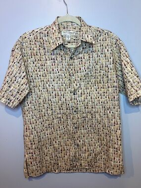 Tori Richard Multi Color Geometric Print Short-Sleeve Button Down Shirt